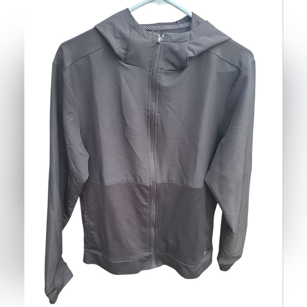 Apana Black Lightweight Hooded Zip-Up Jacket Sz Med.